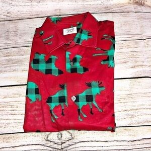 North Pole Trading Co. Bear and Moose Dress Shirt Size L NWT